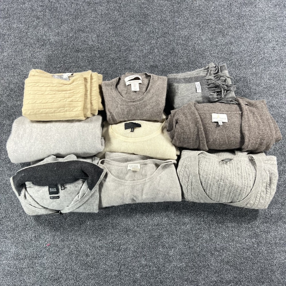 100% Cashmere Sweaters Scarf Lot of 9 Flawed‎ Bundle Crafters Cutters Fabric DIY